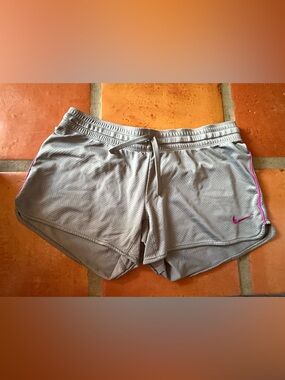 Nike Gray Workout Shorts with Pink and Teal Trim